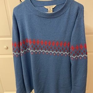 Vintage 90s Blue Patterned Mock Neck Sweater Size 3X